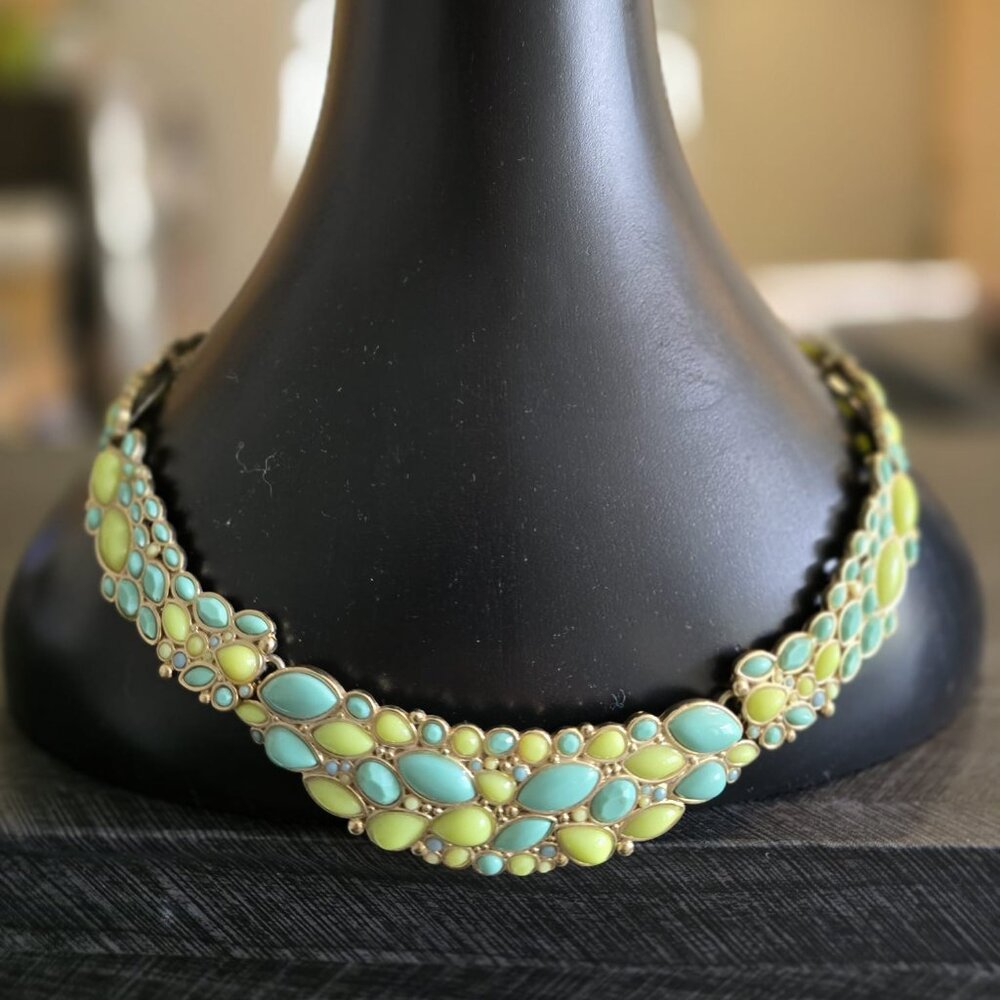 Banana Republic Statement Necklace - Turquoise & Chartreuse - Spring Collection